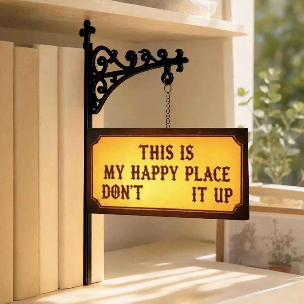 plaque decorative suspendue vintage or noir texte imprimé rustique