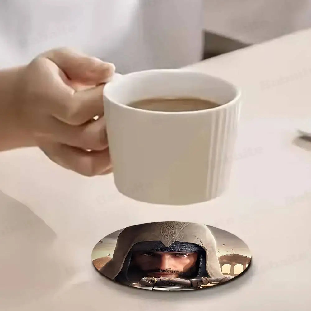 coasters multicolores assassin's creed personnages réalistes table hygiène bois écofriendly moderne domestique