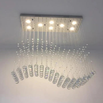 lampe suspendue moderne cristal transparentes acier inoxydable chrome 100x25x100cm 120x25x100cm