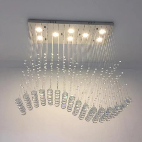lampe suspendue moderne cristal transparentes acier inoxydable chrome 100x25x100cm 120x25x100cm