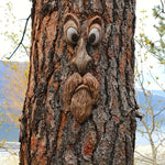 décorations murales résine yeux nez bouche barbe fantaisiste humoristique fixations écorce arbres rustic