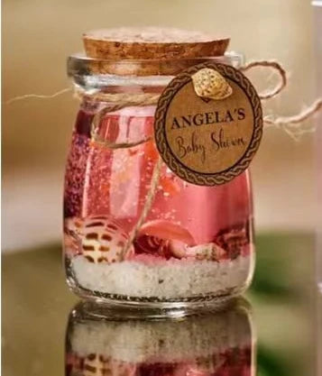 bougie verre étoiles mer coquillages sable transparent rose anniversaire mariage noël festive