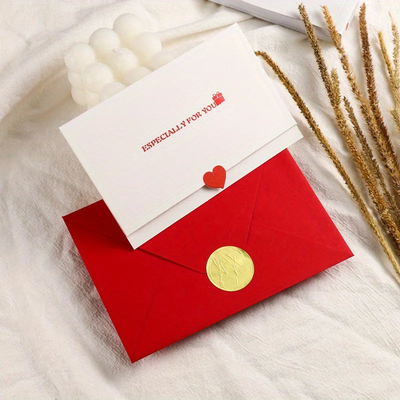 cartes postales anniversaire saint valentin coeurs rouges classiques romantiques blancs rouges timbres dorés enveloppes