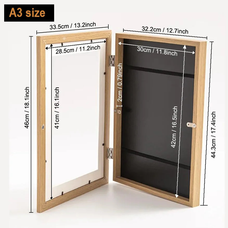 cadre photo transparent moderne noir blanc bois clair a3 a4 boucle corde élastique