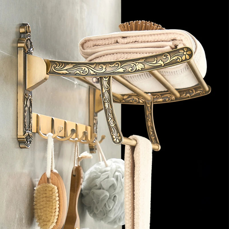accessoires salle bain doré ornements floraux finition brillante classique porte savon porte gobelet porte