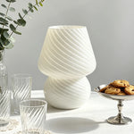 lampe poser contemporaine marron blanc jaune texture marbrée motifs géométriques opacité minimaliste