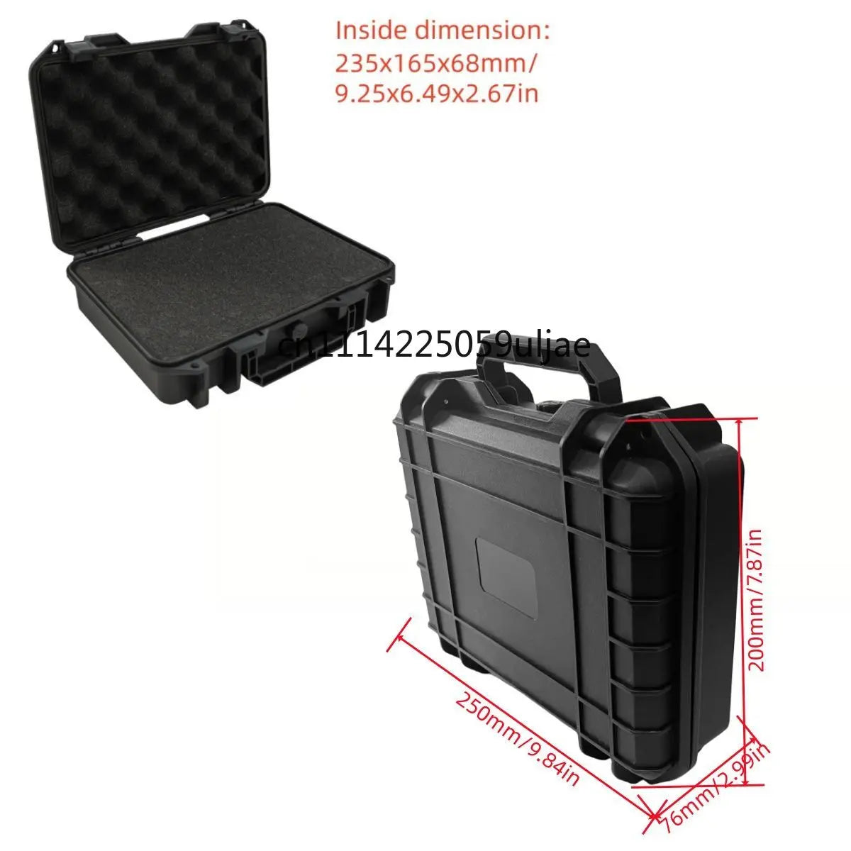 boîte rangement plastique noire robuste mousse intérieure outils accessoires voyage