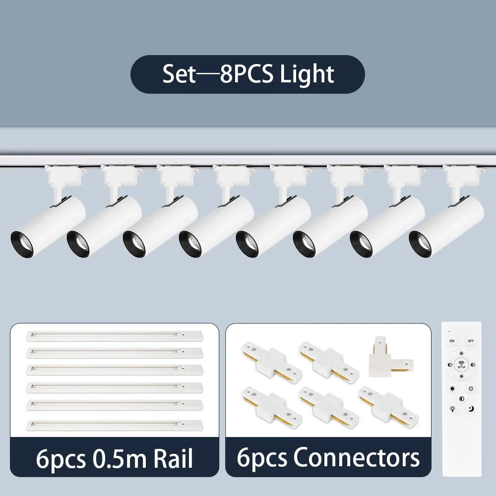 spots led modernes noir blanc télécommande dimmable ensembles complets rail