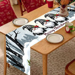 tableau noel gnomes forêt enneigée flocons neige branches polyestère festive hiver blanc rouge marron
