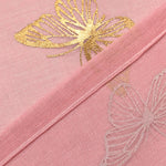 rideau moderne rose papillons dorés semi transparent anneaux métalliques polyester deux panneaux chambre fillecoration