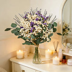 bouquet fleurs séchées eucalyptus gypsophile lavande décoration maison anniversaire valentin boho naturel