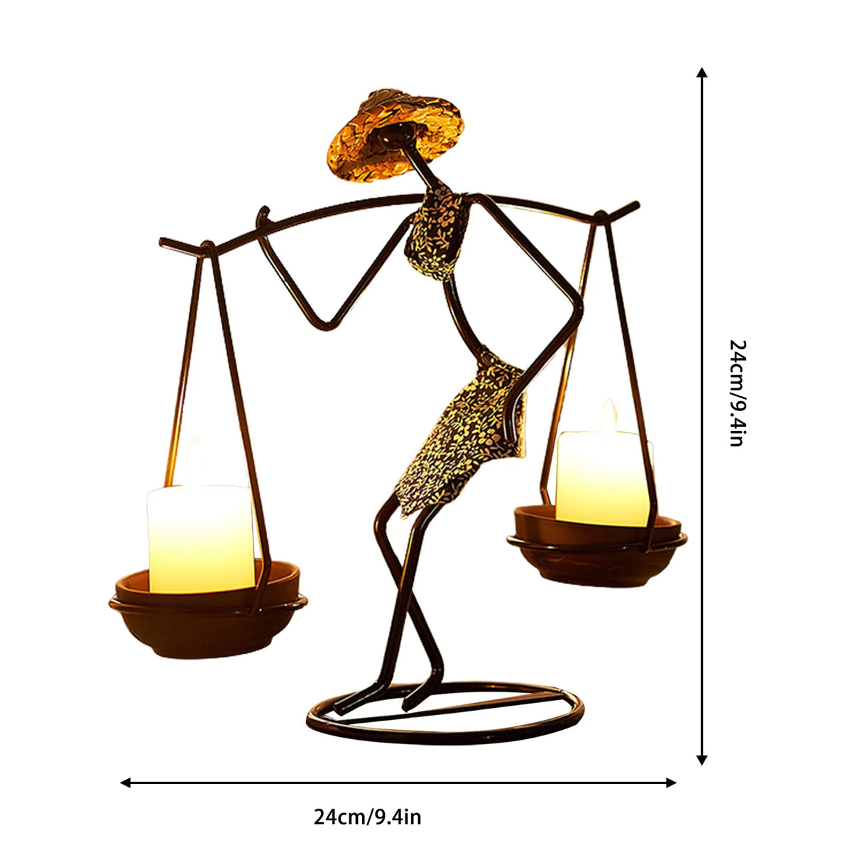 supports bougie métal artisanal figurines humaines couleurs vives mariage décoration intérieure moderne classique