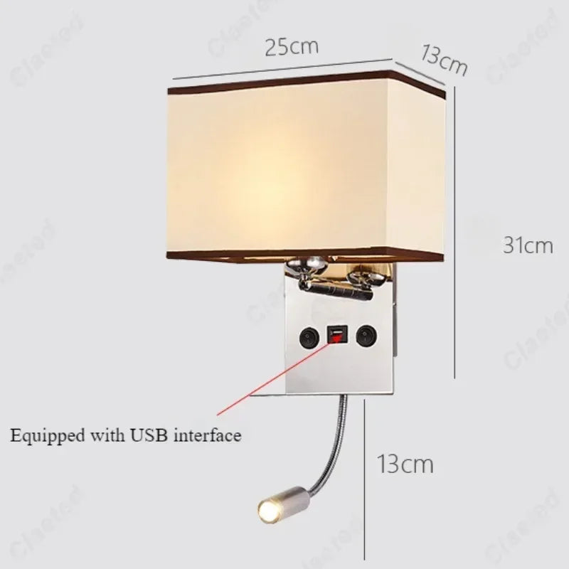 lampe murale moderne blanc marron tissé usb angle réglable chambre cuisine salle manger