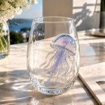 verre vin transparent animaux marins crabe hippocampe pieuvre décoration marineOpaque