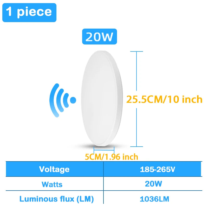 lampe capteur radar detection mouvement blanc moderne minimaliste 20w 30w 249lm 15lumieres