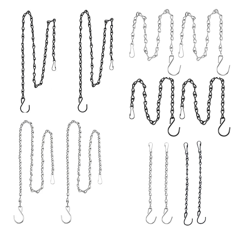 chaînes métalliques noires argent classiques boucles anneau 50cm 90cm 24cm