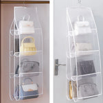 sacs rangement suspendus transparents blancs plaid marron beige anti poussière réutilisables moderne crochets