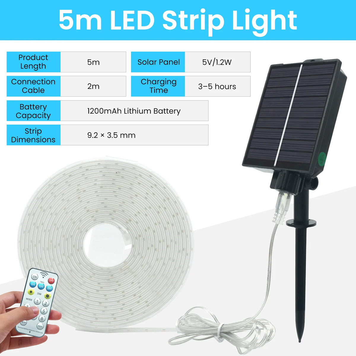 ruban led solaire 30m 1920led ip66 moderne télécommande clips piquet noel jardin decoration