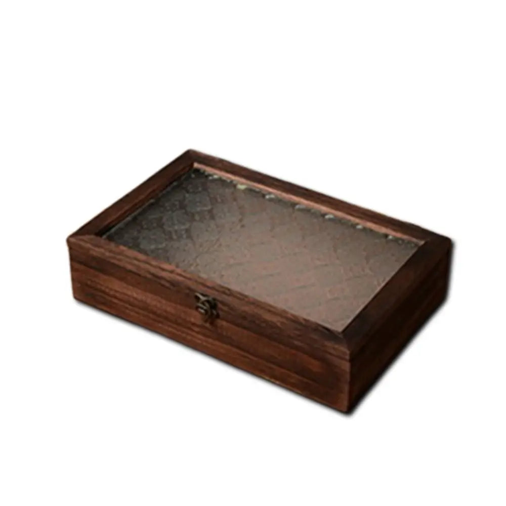 boîte rangement bois vintage motif fleur couvercle rabattable boîte bijoux photos semi transparent moderne
