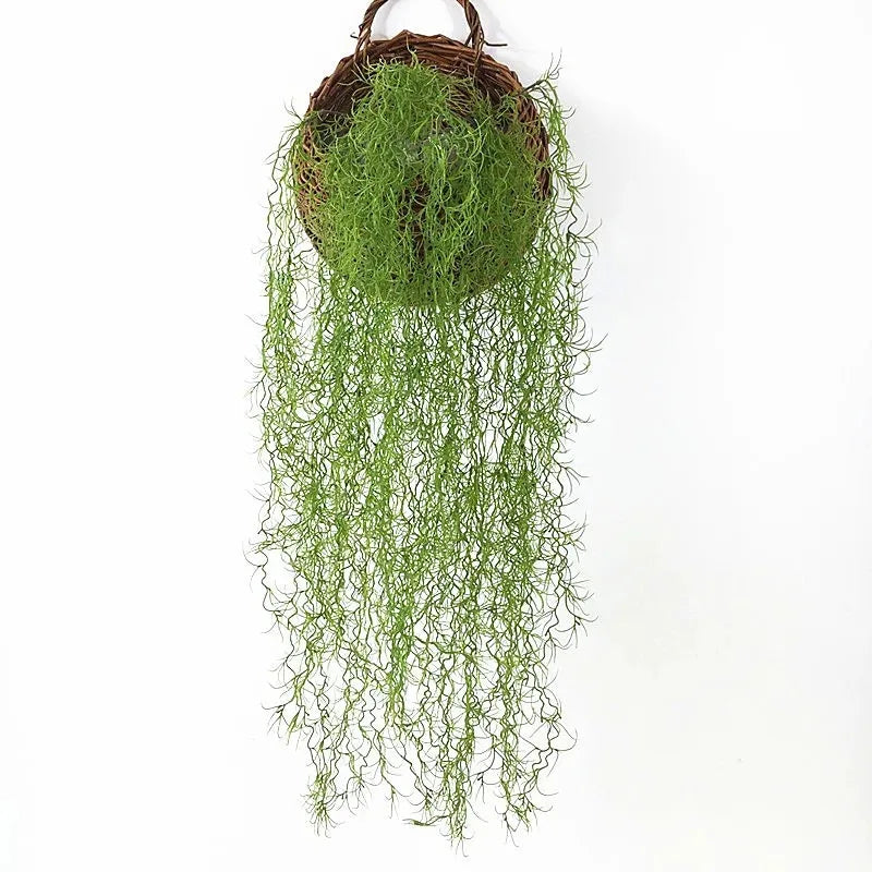 plantes artificielles suspendues vertes moderne minimaliste filamenteuses 85cm anneau métalliqueintérieur décoration maison