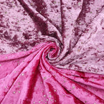 tissu velours étoiles dorées polyester spandex rouge violet bleu noir fond velouté opaquet couture
