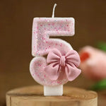 décoration anniversaire fille bougie chiffre rose pailletée brillante festive numérotée