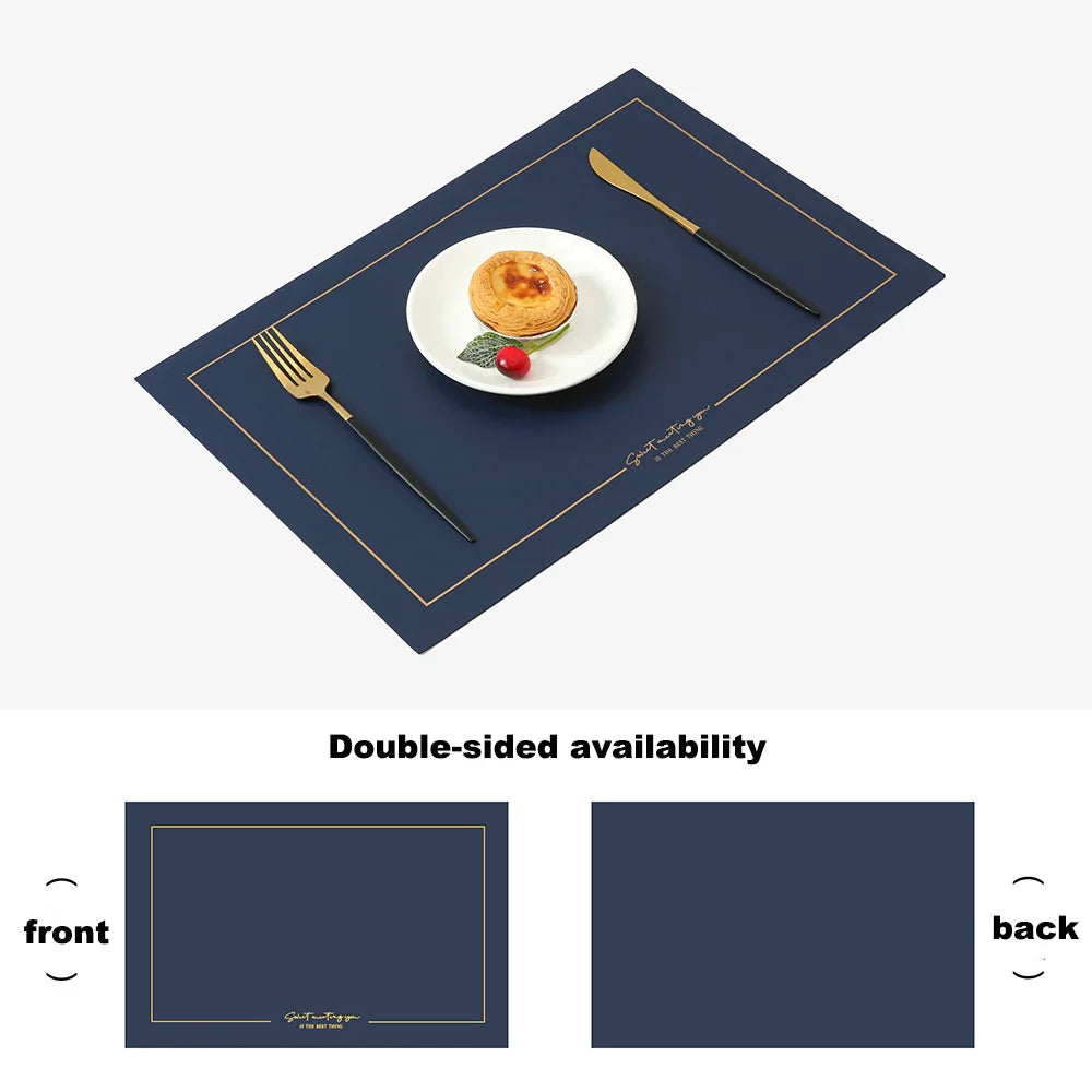 Napperons en cuir PU rectangulaires verts utilisés comme sous-verres