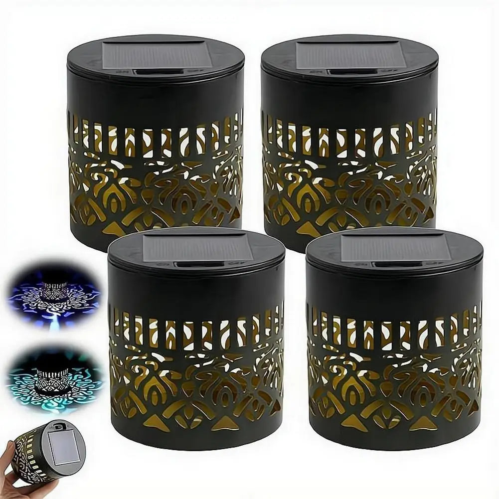 lampe solaire extérieure jardin noire dorée motif mandala moderne étanche ip65 autoinstallation vis decoration