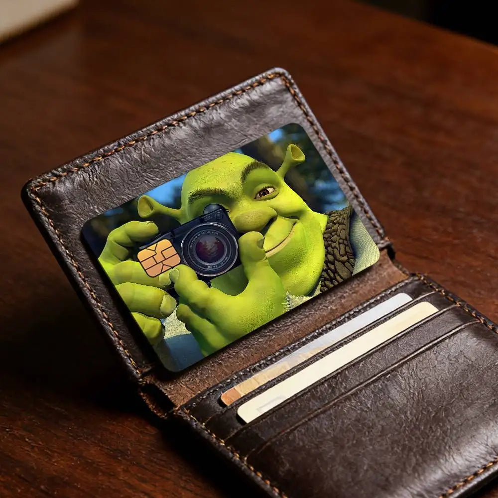 autocollants protection cartes bancaires face monstre vert shrek résistants rayures set pièces moderne illustratif