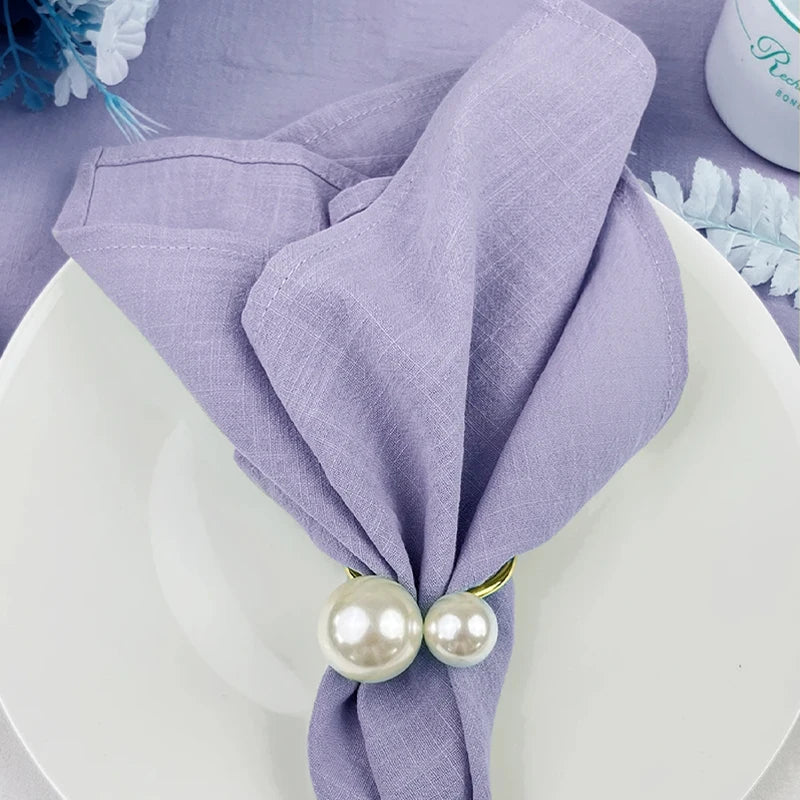 serviettes table violet blanc texture lin classique 40cm 40cm pack 6pcs pack 12pcs pack