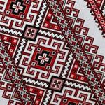 serviette table moderne ethnique blanc rouge noir motif géométrique polyester