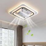 ventilateur lumiere moderne minimaliste concentrique blanc argenté led intelligent