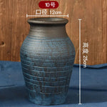 vase chinois céramique rayures ethniques fleurs artificielles vert bleu marron gris salon decoration