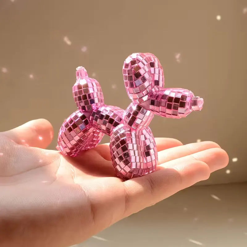 figurine chien gonflable argent rose moderne pop art décoration intérieure chambre erotique disco miroir