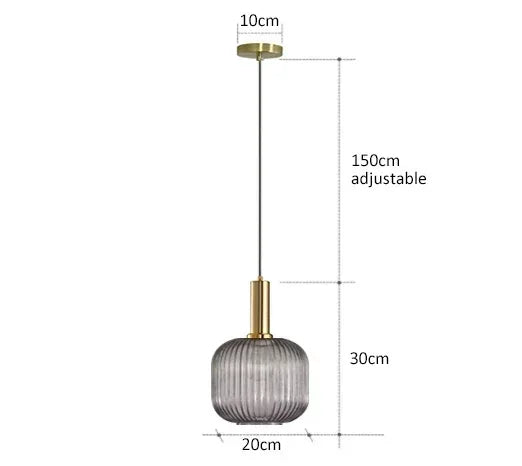 suspension lumineuse or vert gris moderne rayures horizontales opacité câble noir 13cm 20cm 30cm