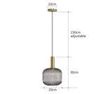 suspension lumineuse or vert gris moderne rayures horizontales opacité câble noir 13cm 20cm 30cm