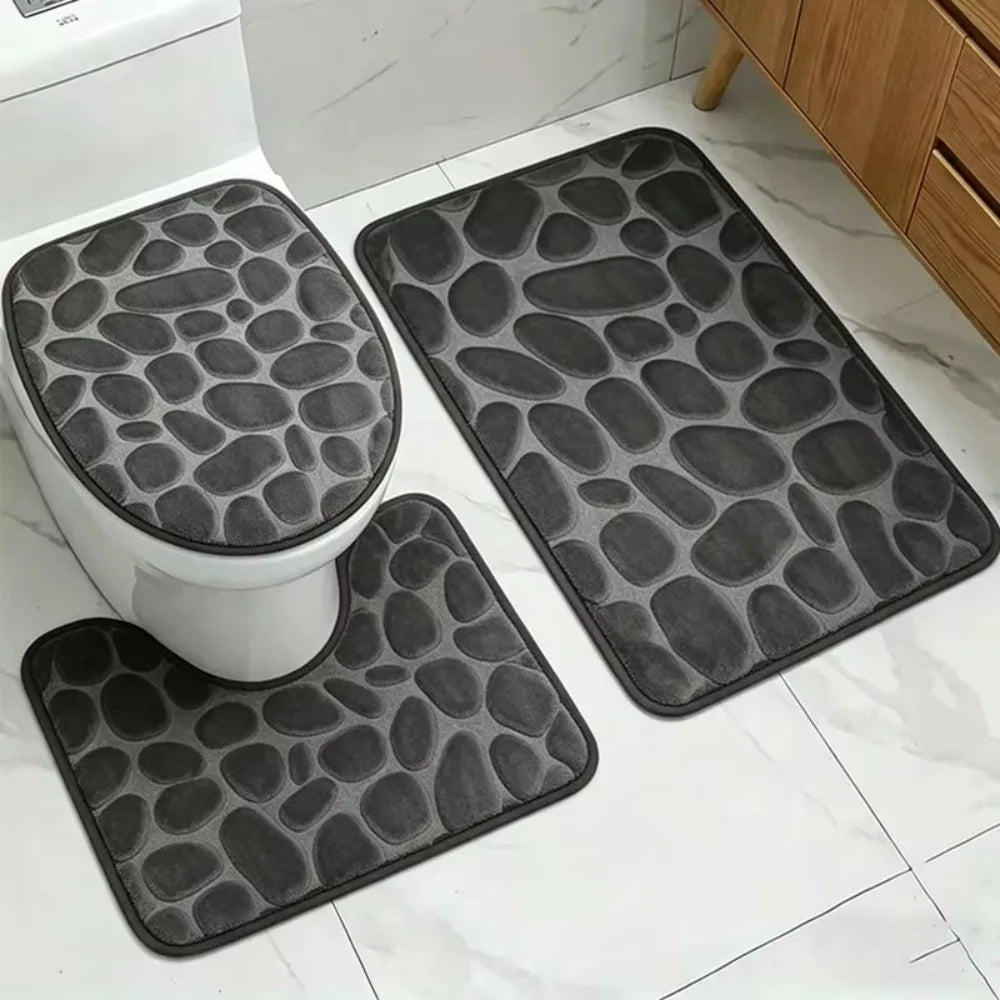 tapis bain gris texture cailloux moderne antidérapant absorbant salle bain