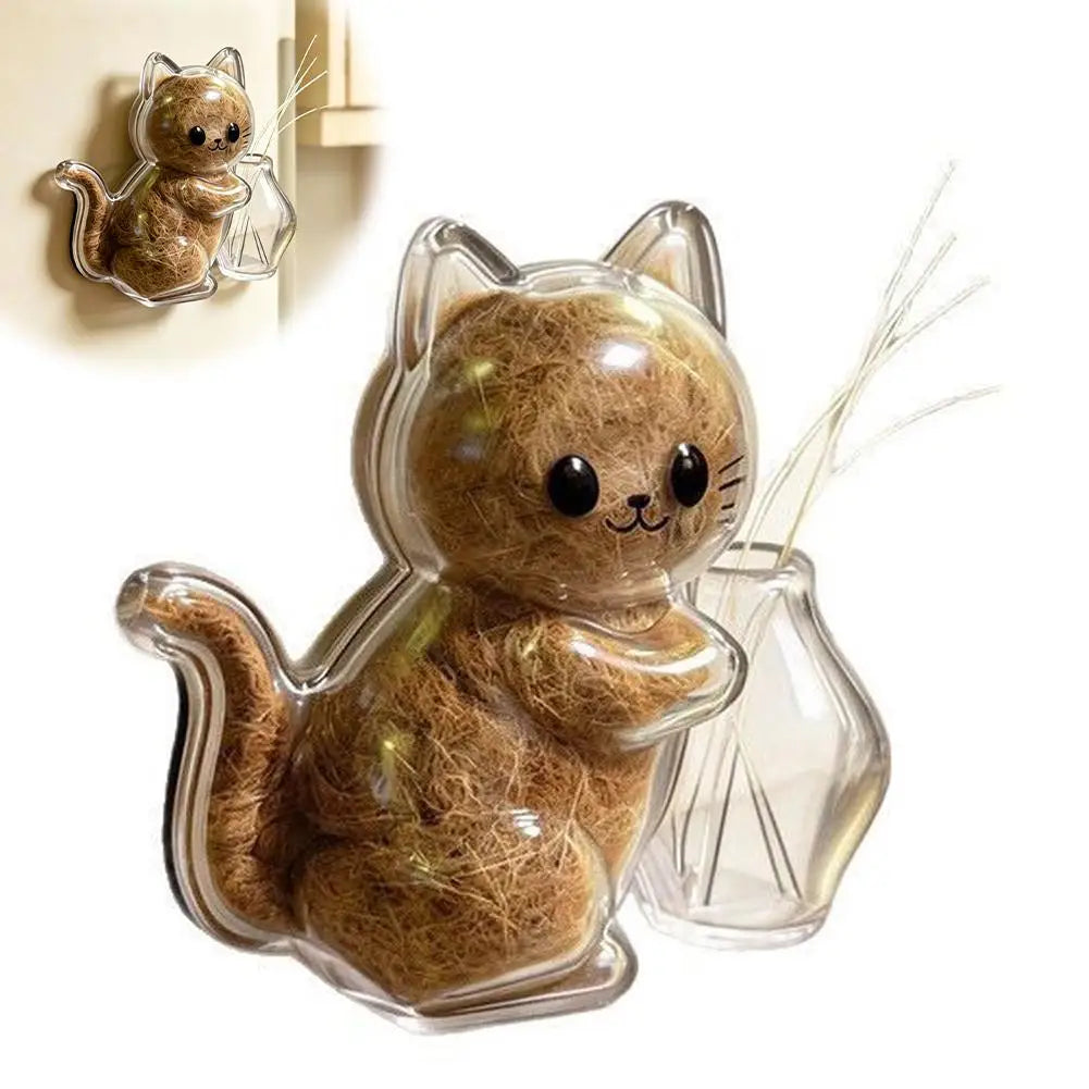 boîtes rangement aimantées transparentes forme chat kawaii poils masse opaque vase decoratif mignon