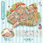 autocollants murals multicolores cartoon mignons détaillés personnages animaux meubles plantes