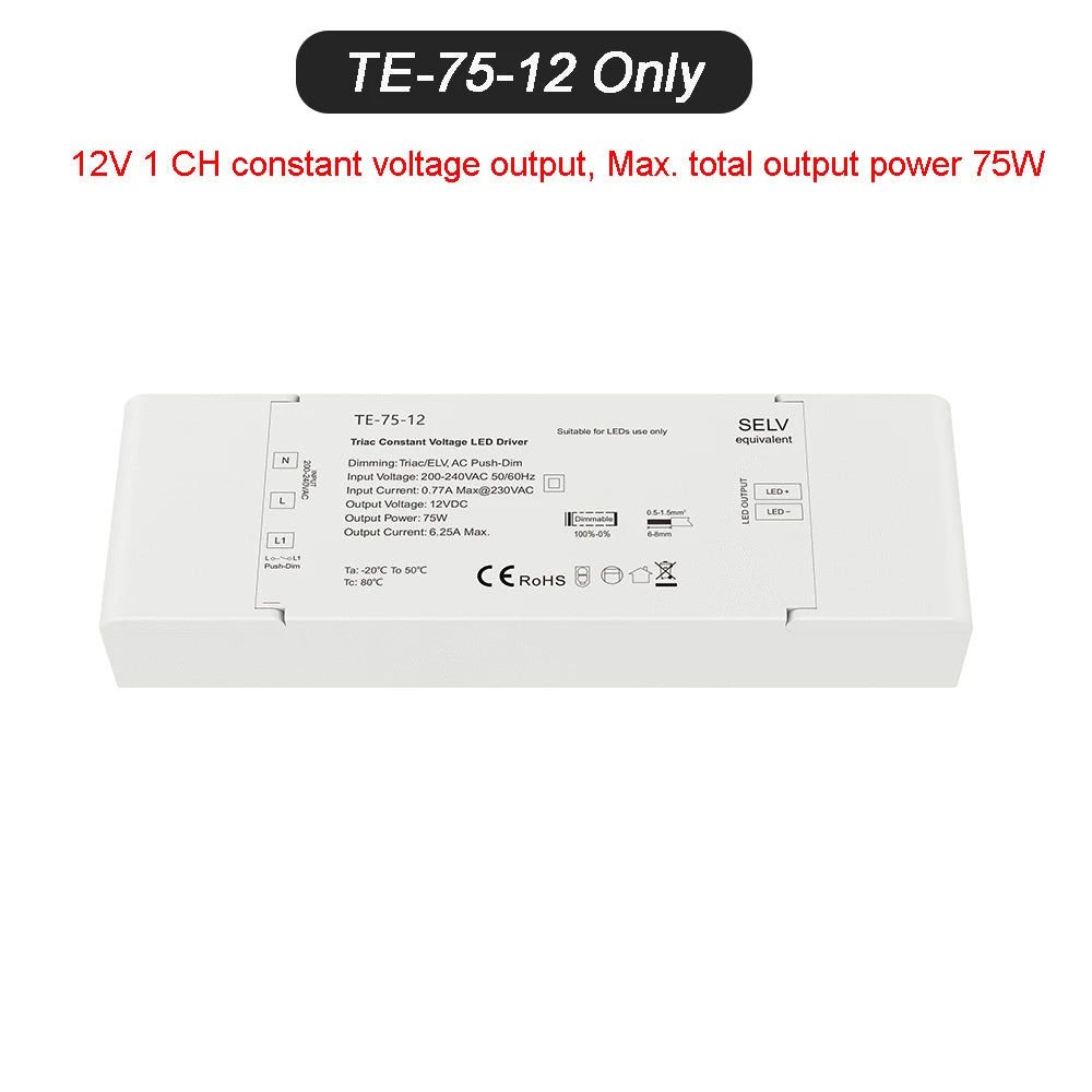 pilote led dimmable 12v 24v triac pwm moderne certifié rohs abs blanc