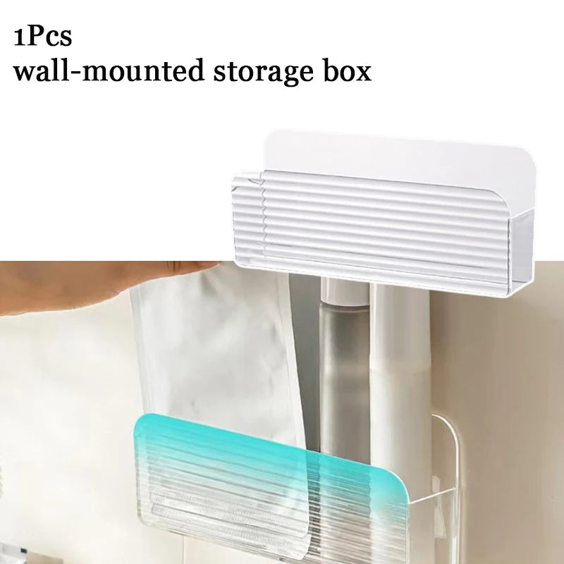 boîte rangement murale adhésive blanc gris translucide compartiments lingettes moderne minimaliste