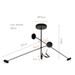 Suspension lumineuse moderne noire circulaire minimaliste fixation chambre salon