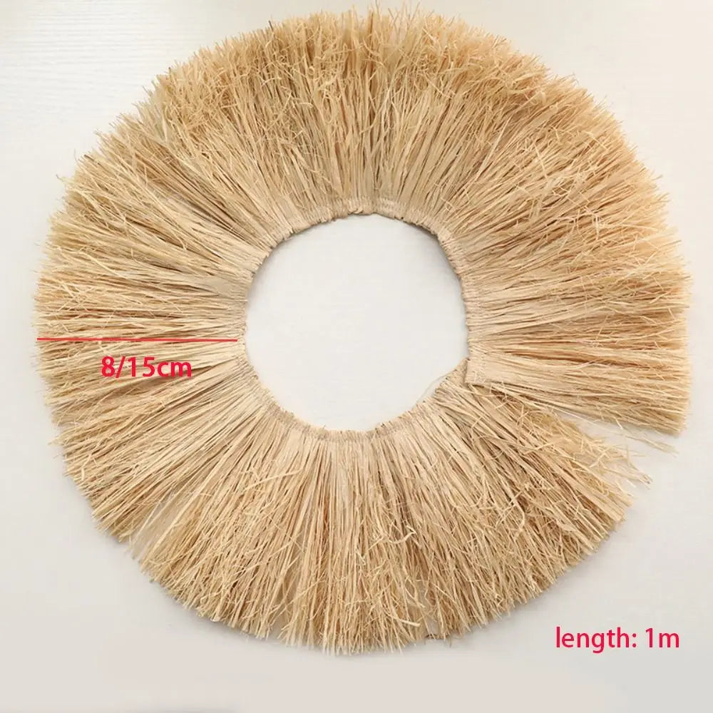 décoration murale bohème fibreuse frangée bande texturée beige naturelle rustic