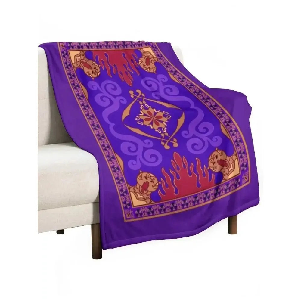 couverture tissu polaire motif ethnique violet beige rouge moderne grande taille douce