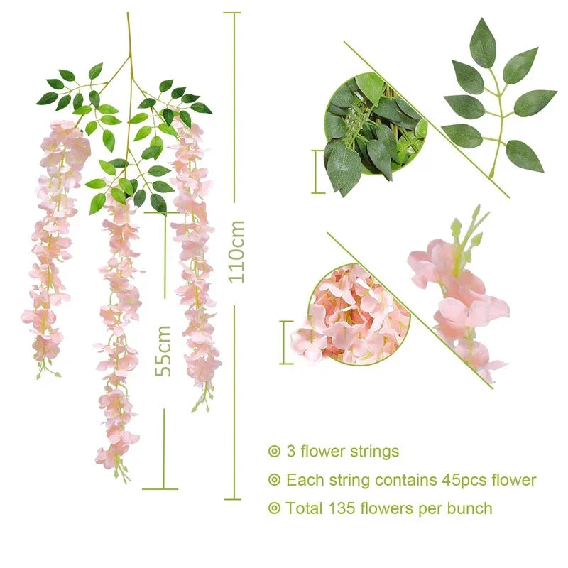guirlande artificielle fleurs violet blanc moderne décoration intérieure mariage anniversaire baby shower pendaison crémaillère