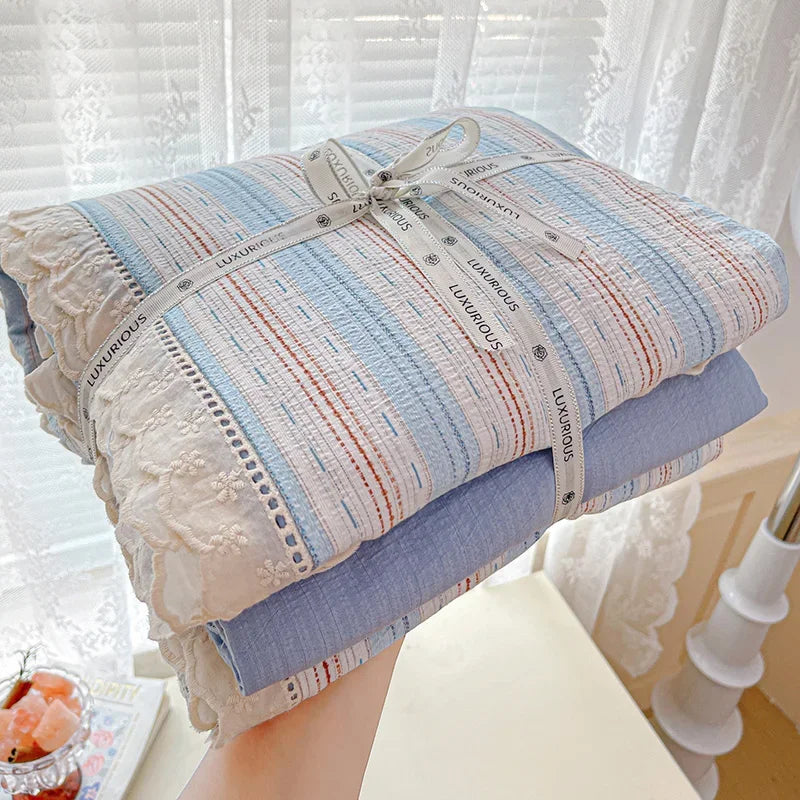 ensemble literie fleuri coton 100% blanc pastel romantique taies d'oreiller drap plat