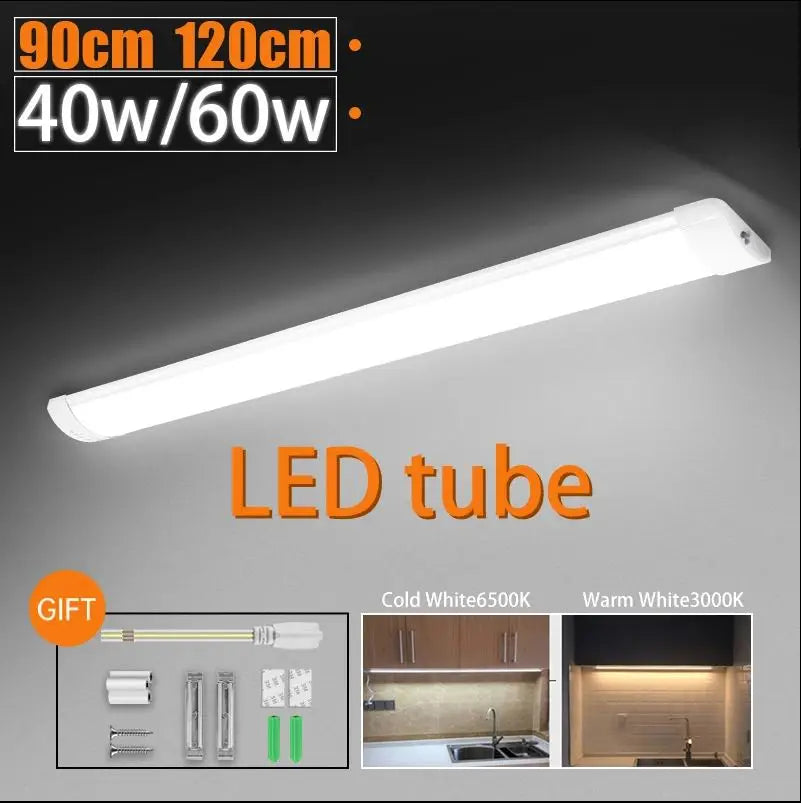 tube led linéaire blanc moderne cuisine garage placard armoire 120cm 60w