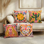 housse coussin imprimée double face motifs floraux animaux multicolores moderne polyester amovible lavable 35cm