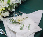 serviettes table coton brodées monogramme classiques blancs restaurant élégantes qualité supérieure