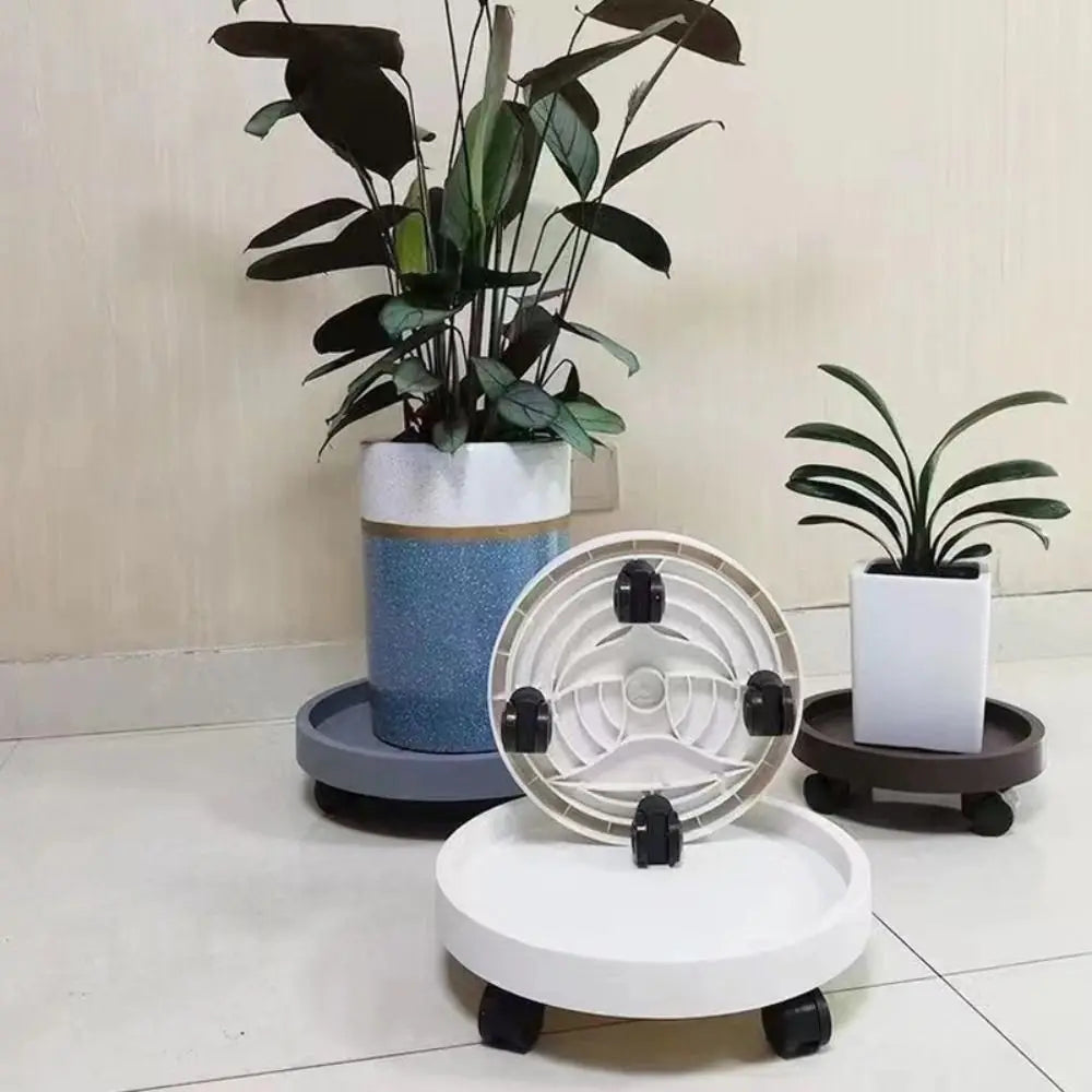 plateau fleurs rotatif roulettes moderne gris blanc marron diamètre 22cm 36cm